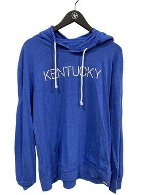 Kentucky Pullover Hoodie Sweatshirt Large Polyester Blend Blue Relaxed Active